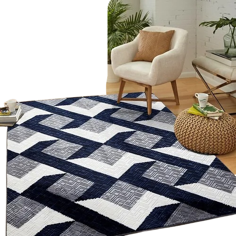 Tapete Flannel Sala Quarto Luxo Macio 2,00x1,40 chevron branco chumbo