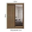 Ver imagem 3 de Guarda-roupa Solteiro 2 Portas de Correr com Espelho Rustic Milano Madesa Rustic