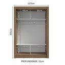Ver imagem 2 de Guarda-roupa Solteiro 2 Portas de Correr com Espelho Rustic Milano Madesa Rustic