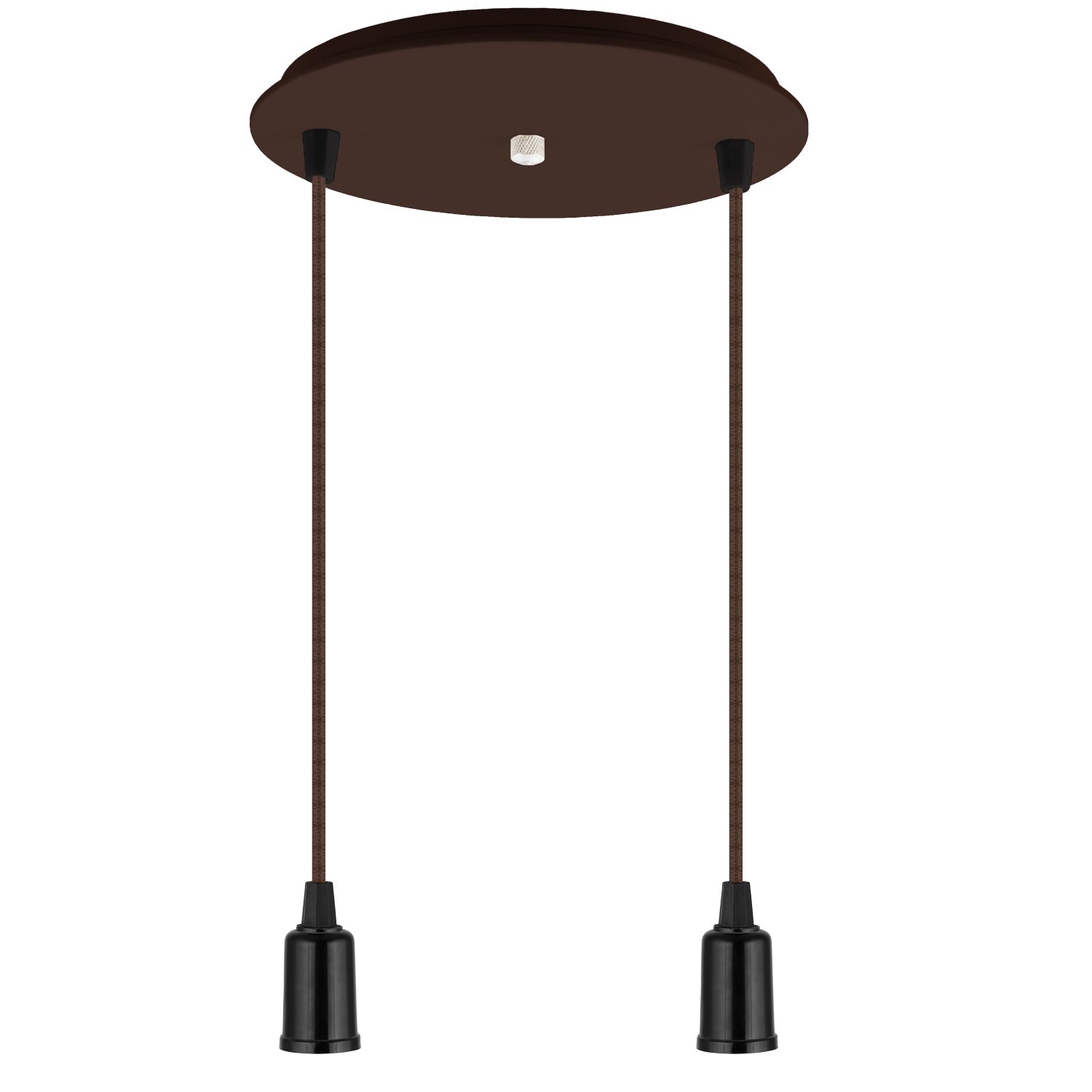 Pendente Industrial Cabo Tecido Duplo CR E27 Vintage:Marrom - 1