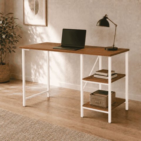 Escrivaninha Industrial Office Star 120cm 2 Prateleiras Klm Móveis