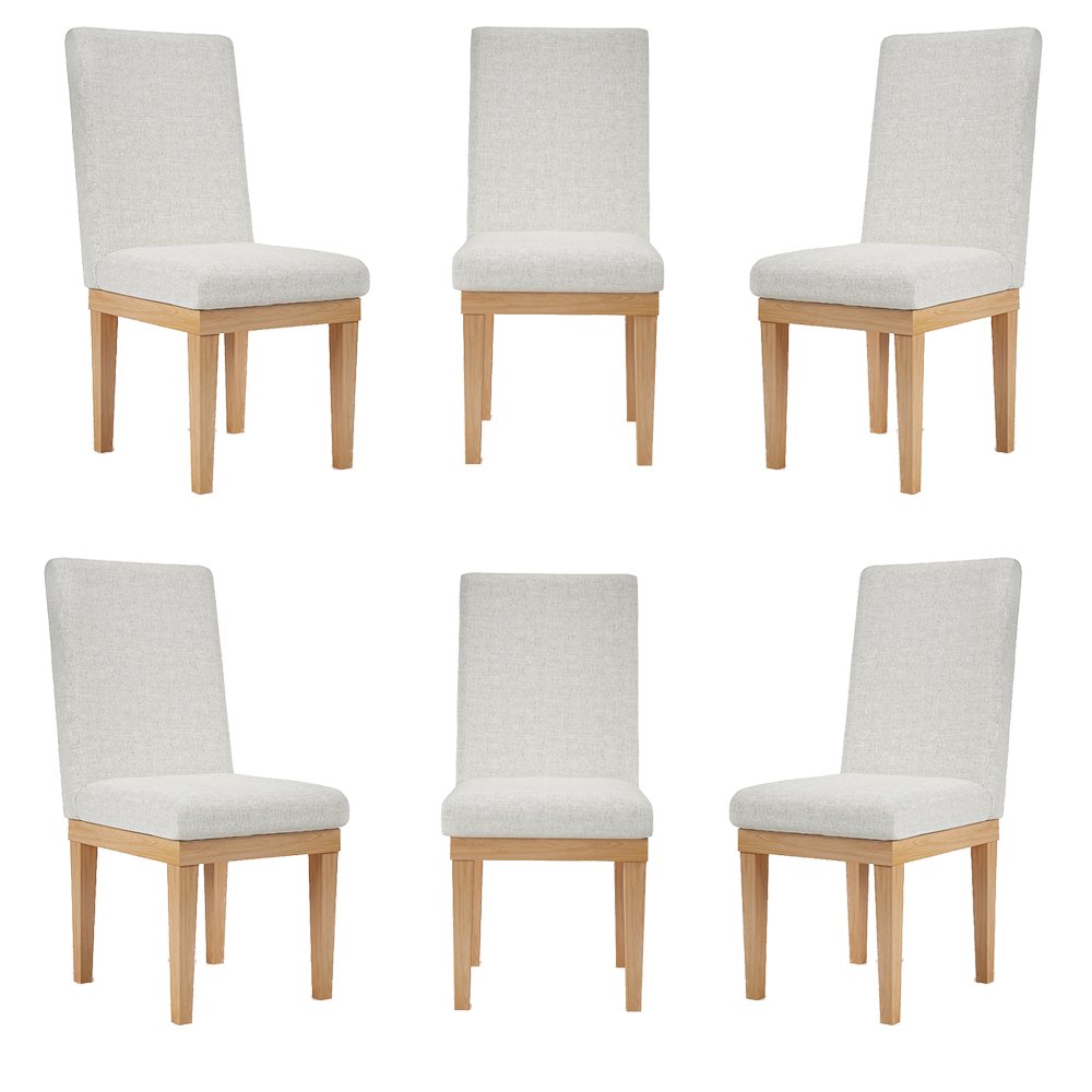 KIT 6 Cadeiras Reforçada para Mesa de Jantar Luxo Linho Cor:Linho Bege