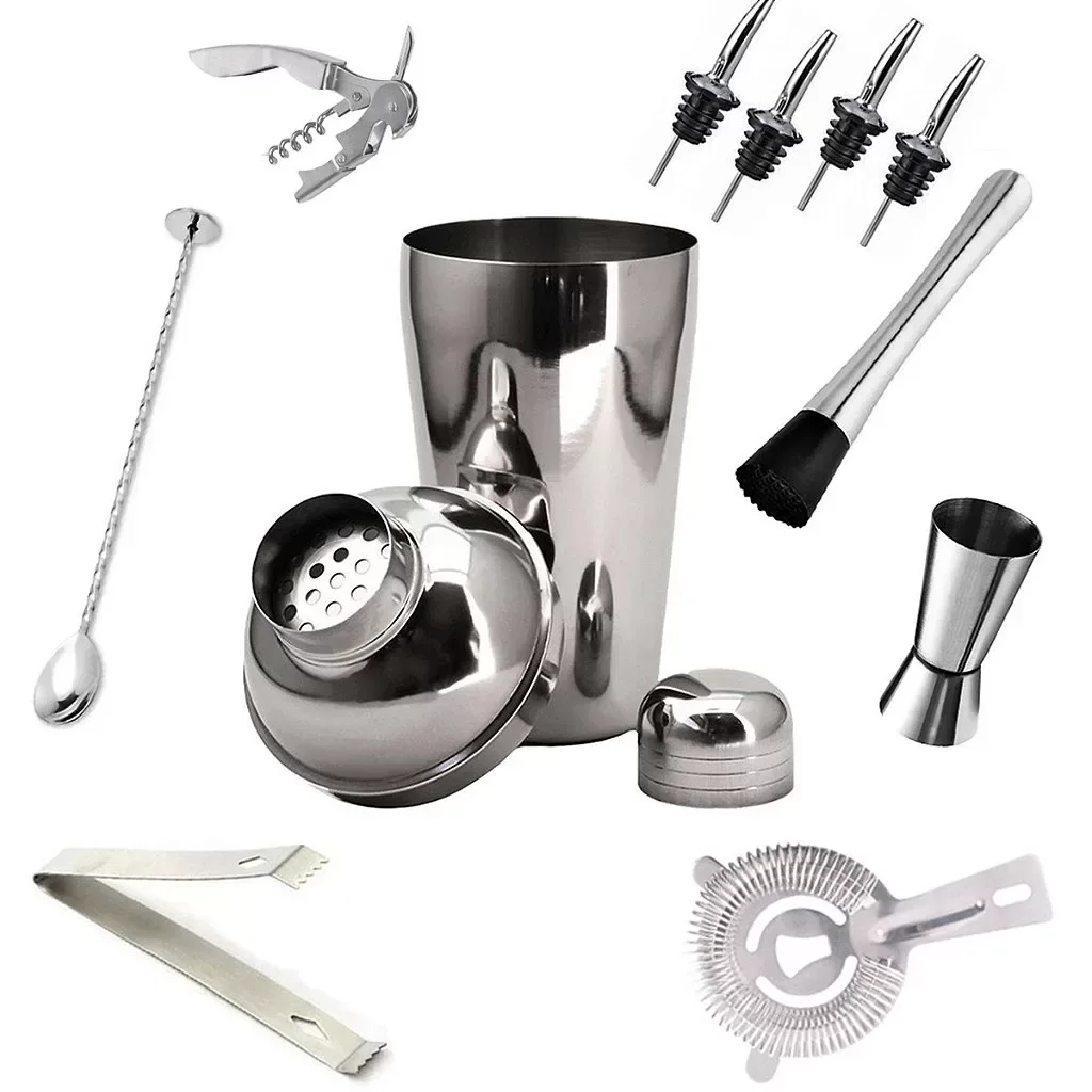 Kit Barman Profissional Coqueteleira 500ml 11 Peças Inox - 1