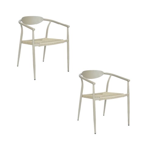 Kit com 2 Cadeiras em Aluminio e Corda Náutica para Área Externa Isla Bege/Fendi