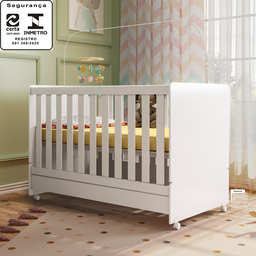 Berço Mini Cama 2 em 1 com Rodizios 3200 Branco Peternella - 6