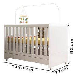 Berço Mini Cama 2 em 1 com Rodizios 3200 Branco Peternella - 4