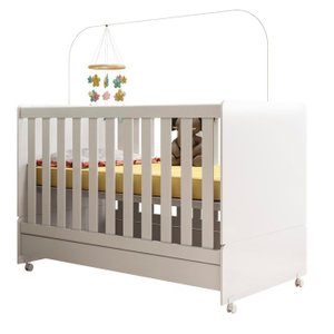 Berço Mini Cama 2 em 1 com Rodizios 3200 Branco Peternella
