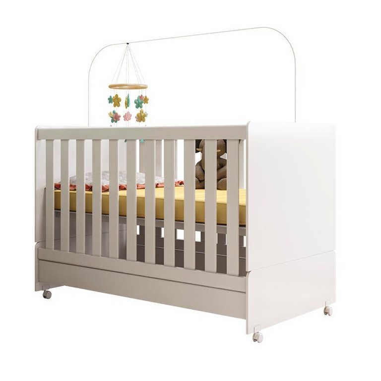 Berço Mini Cama 2 em 1 com Rodizios 3200 Branco Peternella