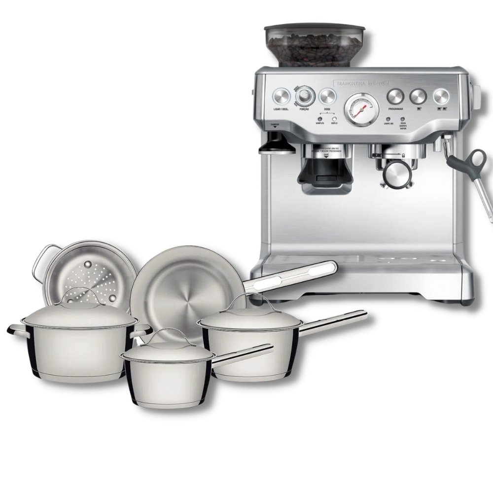 Cafeteira Breville Express Pro 110v com Jogo de Panelas Allegra Tramontina MadeiraMadeira