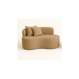 Conjunto Sofá Curvo Orgânico + 2puffs Nature Gaia Suede Montanaris Decor - 2