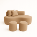 Ver imagem 1 de Conjunto Sofá Curvo Orgânico + 2puffs Nature Gaia Suede Montanaris Decor