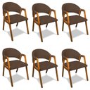 Ver imagem 1 de Cadeira Sala de Jantar em Madeira Kit 6 Yara Suede Marrom D03 - D’Rossi