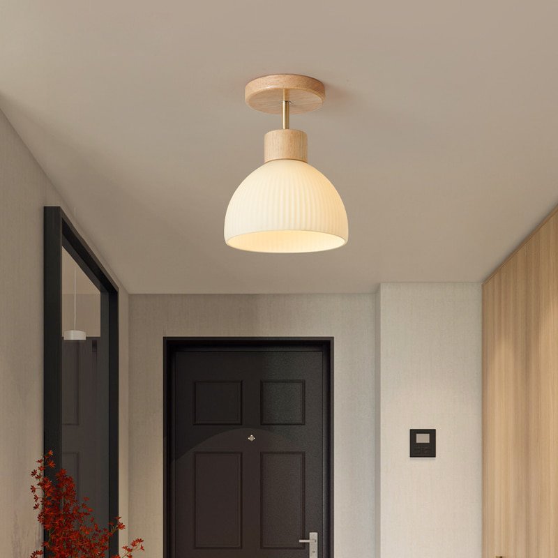 Plafon Luminária Phyval nordic estilo japonês corredor simples grama de madeira lâmpada do teto led  - 4