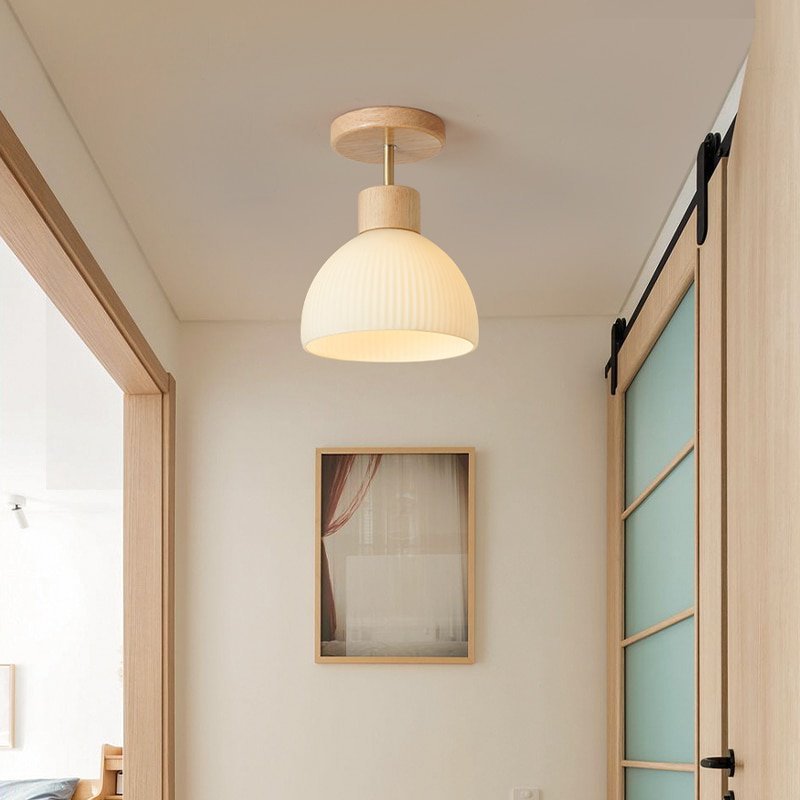 Plafon Luminária Phyval nordic estilo japonês corredor simples grama de madeira lâmpada do teto led  - 3