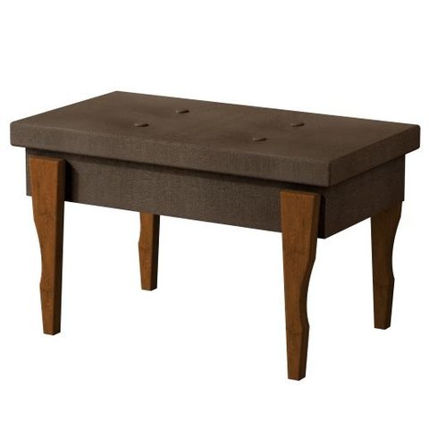 Recamier Calçadeira Banco Puff Captonê Pés Madeira 0,80 Espanha:marrom