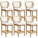 Ver imagem 1 de Kit 6 Banquetas Baixa Bar Cozinha Sala de Jantar Betta L02 Mel Tela Linho Cru - Lyam Decor