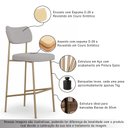 Ver imagem 3 de Kit 2 Banquetas Baixa Sala de Jantar Lisa Pés Champanhe Linho Cinza m² - Monari Design