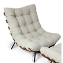 Ver imagem 1 de Kit Poltrona Costela com Puff para Sala Linho Bege