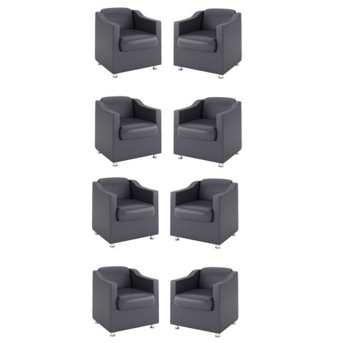 Kit 8 Poltronas para Recepção Clínica Médica Balaqui Decor Cor:courino Cinza