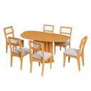 Ver imagem 2 de Conjunto Sala de Jantar Mesa Orgânica Ripada 160cm com 6 Cadeiras MDF Palha Sintética Carvalho Rosé/