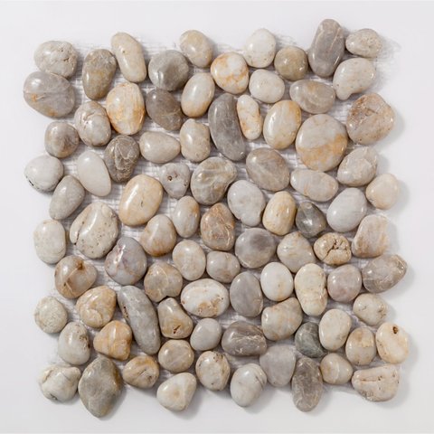 Pastilha de Pedras Naturais Seixos de 30cm x 30cm Rende Glass Mosaic