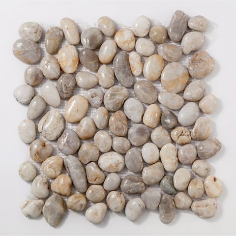 Pastilha de Pedras Naturais Seixos de 30cm x 30cm Rende  Glass Mosaic