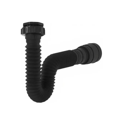 Sifão Sanfonado Flexível Preto Cozinha Pia Banheiro Tanque