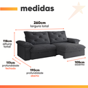 Ver imagem 5 de Sofá Retrátil e Reclinável 4 Lugares 2,60m Slim Amsterdã Cinza