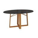 Ver imagem 1 de Mesa de Jantar Kappesberg em Madeira Maciça com Tampo de Vidro Preto Fosco 180cm