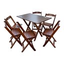 Ver imagem 1 de Conjunto Mesa Dobrável Madeira 110x70 com 6 Cadeiras Personalizada Hei Imbuia - Tarimatã