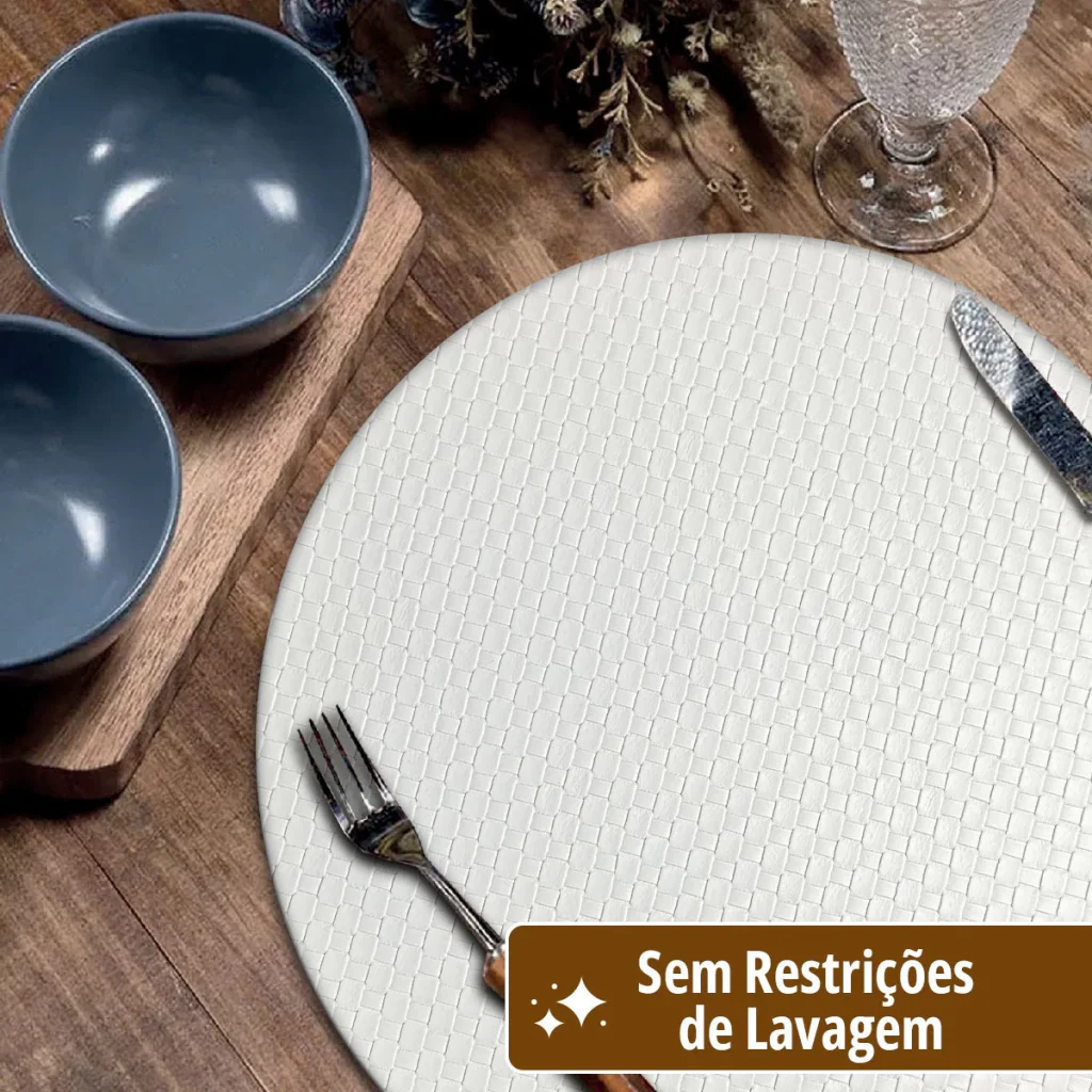 Ver imagem 5 de 8 Jogo Americano Redondo Sousplat Mesa Posta Luxo Trm Br