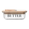 Manteigueira com Espatula e Tampa de Bambu Basic 15cm X 11cm X 5cm Vidro - 1