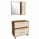 Ver imagem 2 de Gabiente para Banheiro Suspenso 80cm Alice com Balcão 2 Gavetas e Espelheira sem Cuba Marrom/Mel/Arenas