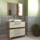 Ver imagem 1 de Gabiente para Banheiro Suspenso 80cm Alice com Balcão 2 Gavetas e Espelheira sem Cuba