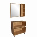 Ver imagem 3 de Gabinete para Banheiro Suspenso 80cm Alice com Balcão 2 Gavetas e Espelheira sem Cuba