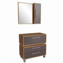 Ver imagem 2 de Gabinete para Banheiro Suspenso 80cm Alice com Balcão 2 Gavetas e Espelheira sem Cuba