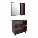 Ver imagem 3 de Gabinete para Banheiro Suspenso 80cm Alice com Balcão 2 Gavetas e Espelheira sem Cuba Cinza/Grafite