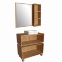 Ver imagem 3 de Gabinete para Banheiro Suspenso 80cm Alice com Balcão 2 Gavetas e Espelheira com Cuba Branca Marrom/Mel/Grafite