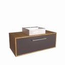 Ver imagem 5 de Gabinete para Banheiro Suspenso 80cm Alice com Balcão 2 Gavetas e Espelheira com Cuba Branca Marrom/Mel/Grafite