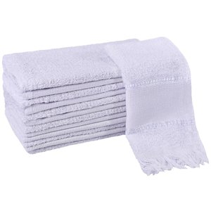 Kit 12 Toalhas Social Bordar Ponto Cruz Escola de Mão Perfeito Estilo Branco