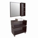 Ver imagem 3 de Gabinete para Banheiro Suspenso 80cm Alice com Balcão 2 Gavetas e Espelheira com Cuba Branca Cinza/Grafite