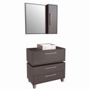 Ver imagem 2 de Gabinete para Banheiro Suspenso 80cm Alice com Balcão 2 Gavetas e Espelheira com Cuba Branca Cinza/Grafite