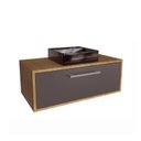 Ver imagem 5 de Gabinete para Banheiro Suspenso 80cm Alice com Balcão 2 Gavetas e Espelheira com Cuba Preta