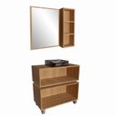 Ver imagem 3 de Gabinete para Banheiro Suspenso 80cm Alice com Balcão 2 Gavetas e Espelheira com Cuba Preta Marrom/Mel/Grafite