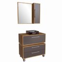 Ver imagem 2 de Gabinete para Banheiro Suspenso 80cm Alice com Balcão 2 Gavetas e Espelheira com Cuba Preta