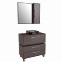 Ver imagem 2 de Gabinete para Banheiro Suspenso 80cm Alice com Balcão 2 Gavetas e Espelheira com Cuba Preta Cinza/Grafite