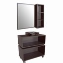 Ver imagem 3 de Gabinete para Banheiro Suspenso 80cm Alice com Balcão 2 Gavetas e Espelheira com Cuba Preta Cinza/Grafite