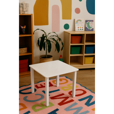 Mesa Infantil Quadrada Escolar Branca 60x60 Cm Madeira Mdf
