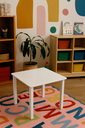 Ver imagem 1 de Mesa Infantil Quadrada Escolar Branca 60x60 Cm Madeira Mdf