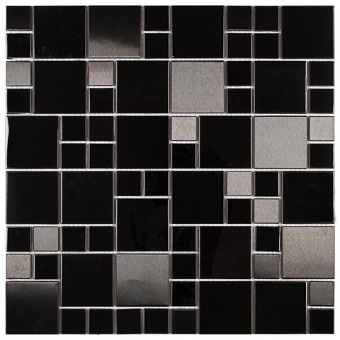 Pastilha de Meta AX14 29,8cm x 29,8cm Colorido/Preto com Cinza Glass Mosaic